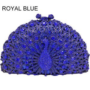 NEW Sparkling Bling Crystal Rhinestone Peacock Clutch Bird Purse